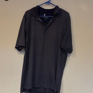 F&G Tech L Men's Navy Striped Polo Shirt -